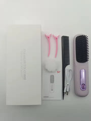 USB Charging Portable Hair Straightener Brush, Cordless Straightening Comb