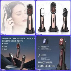 For 3 in 1 Electric Vibrating Head Scalp Massager Comb Magnetic Body Facial Massage Tool