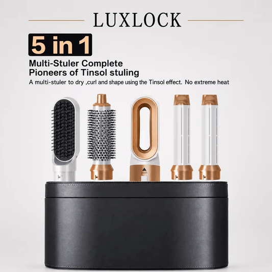 LUXLOCK 5-In-1 Hair Dryer Curling Iron Hot Air Comb Dyso Air Bag Hair Dryer Styling Tool
