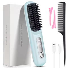 USB Charging Portable Hair Straightener Brush, Cordless Straightening Comb
