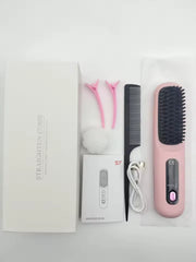 USB Charging Portable Hair Straightener Brush, Cordless Straightening Comb