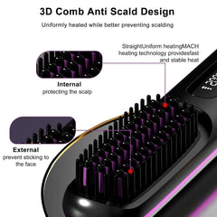 USB Charging Portable Hair Straightener Brush, Cordless Straightening Comb