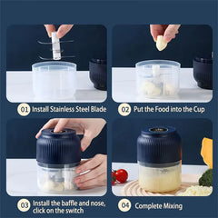 250ml Mini Wireless USB Rechargeable Electric Vegetable Chopper Garlic Crusher
