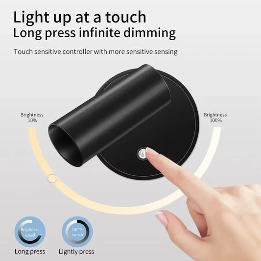 Rechargeable LED Wall Lamp Touch Night Lights Wireless Magnetic Spotlight