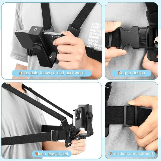 1 PC Adjustable Phone Clip Holder With Chest Strap Fixation Bracket